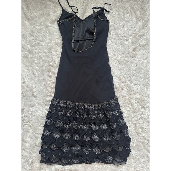 Sue Wong Nocturne Vintage 90’s Silk Dress Silk Slip Mini Dress Beaded Fairy Prom - Picture 7 of 8